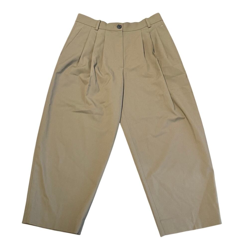 COS Wool Blend Barrel Pants Tan Brown Adjustable Waist Size 6